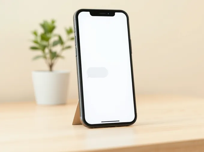 Celular apoiado em mesa de clínica exibindo uma tela de conversa em branco