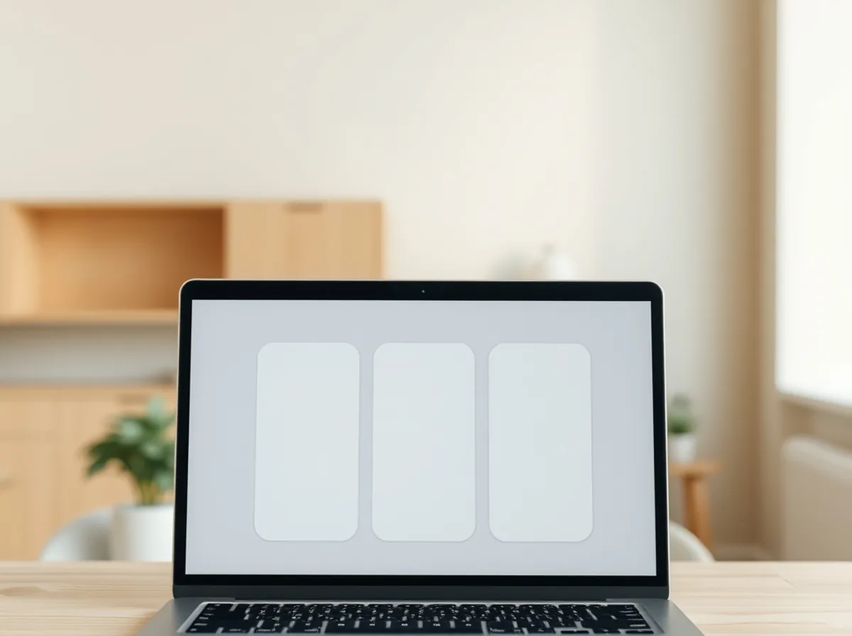 Mesa de trabalho de clínica com laptop aberto exibindo colunas de organização de tarefas