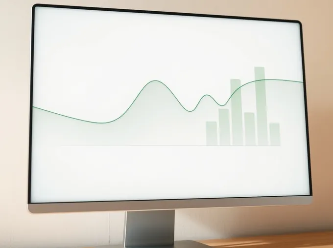 Tela de computador em consultório exibindo painel de gerenciamento de anúncios com gráficos simples